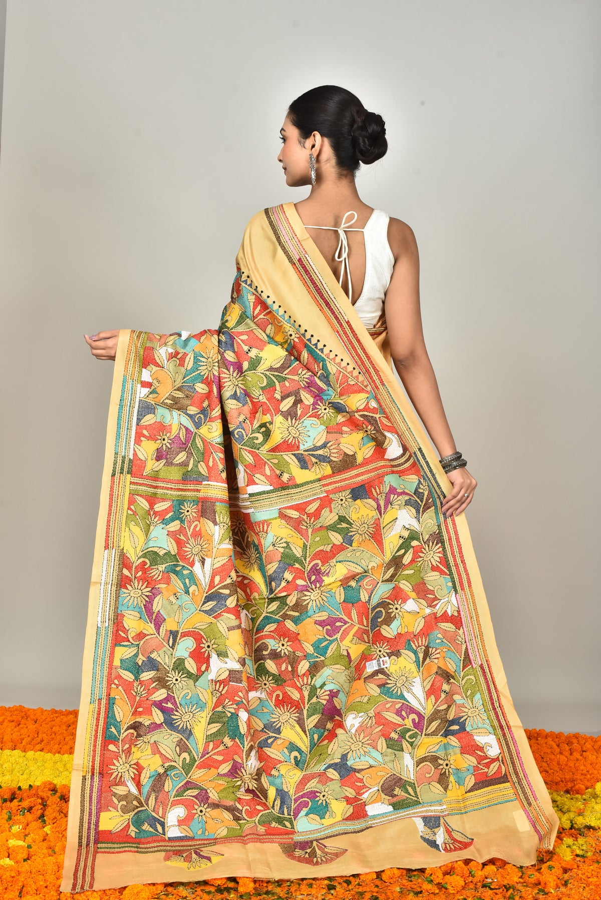 BANGALORE SILK KANTHA SAREE