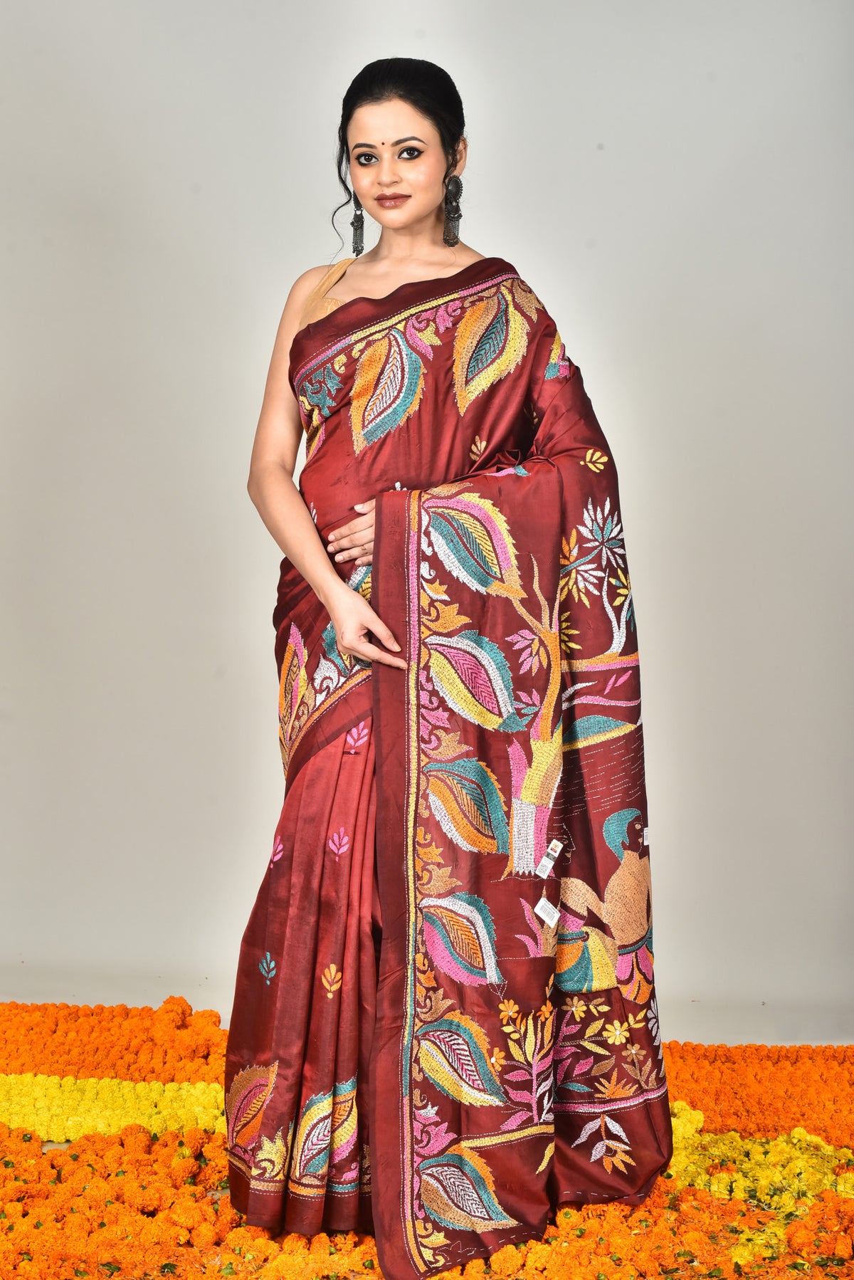 BANGALORE SILK KANTHA SAREE