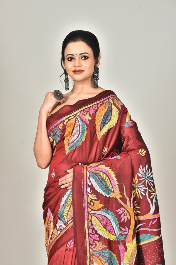 BANGALORE SILK KANTHA SAREE