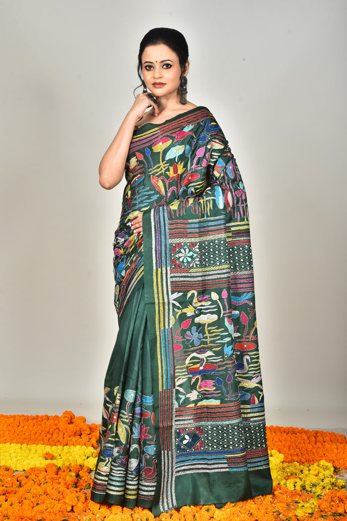 BANGALORE SILK KANTHA SAREE