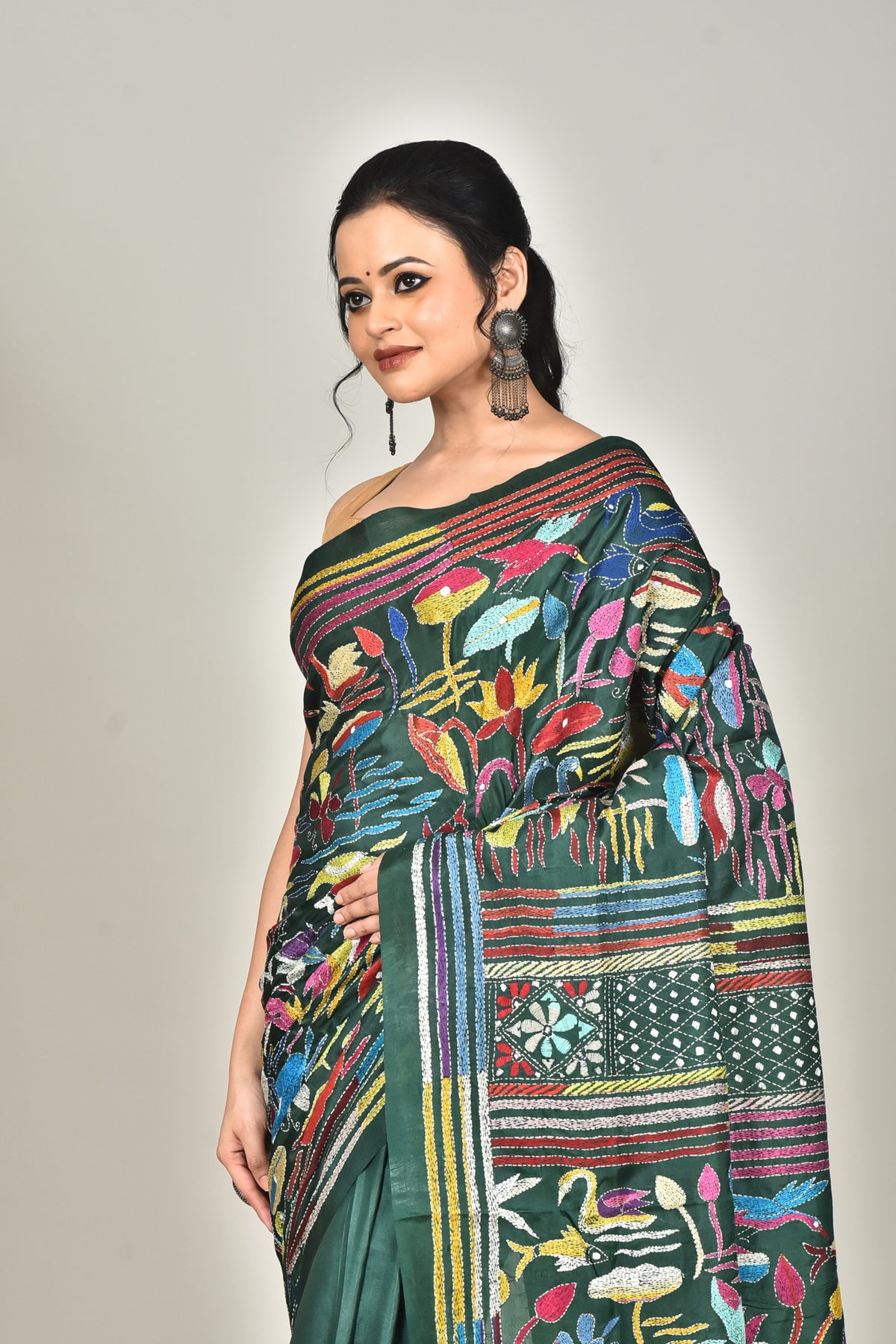 BANGALORE SILK KANTHA SAREE