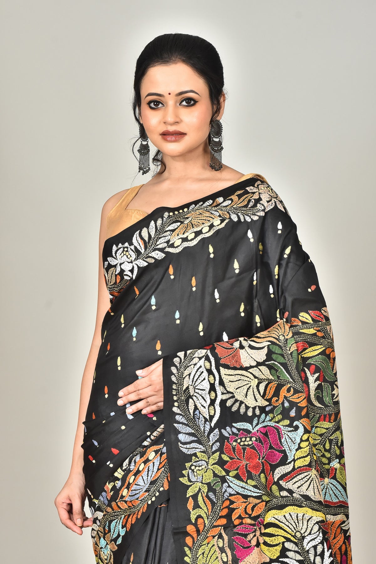 BANGALORE SILK KANTHA SAREE