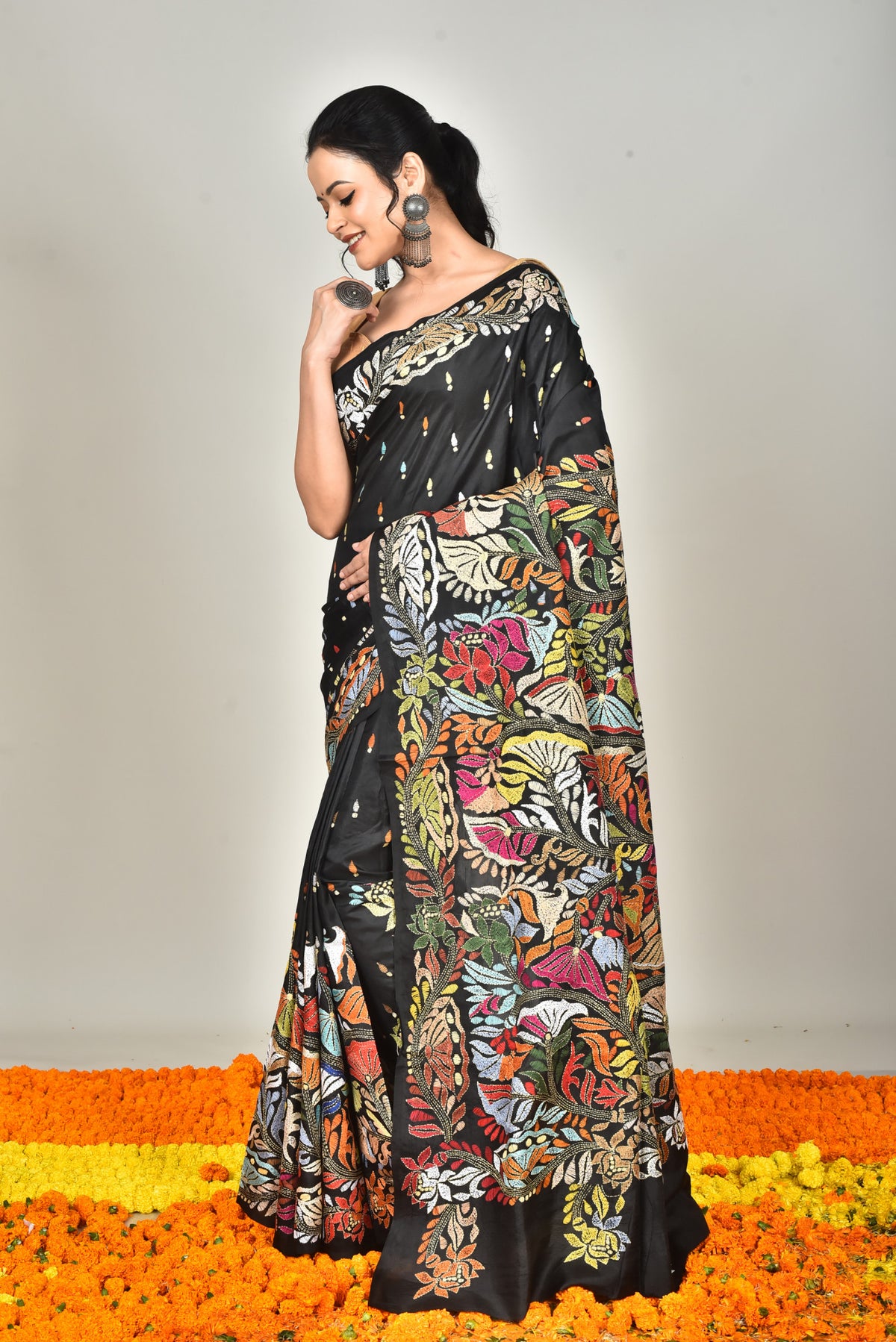 BANGALORE SILK KANTHA SAREE