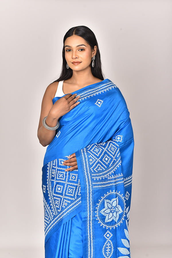 BANGALORE SILK KANTHA SAREE