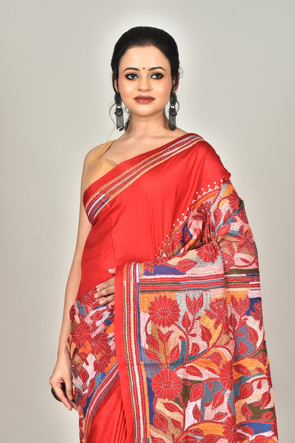 BANGALORE SILK KANTHA SAREE