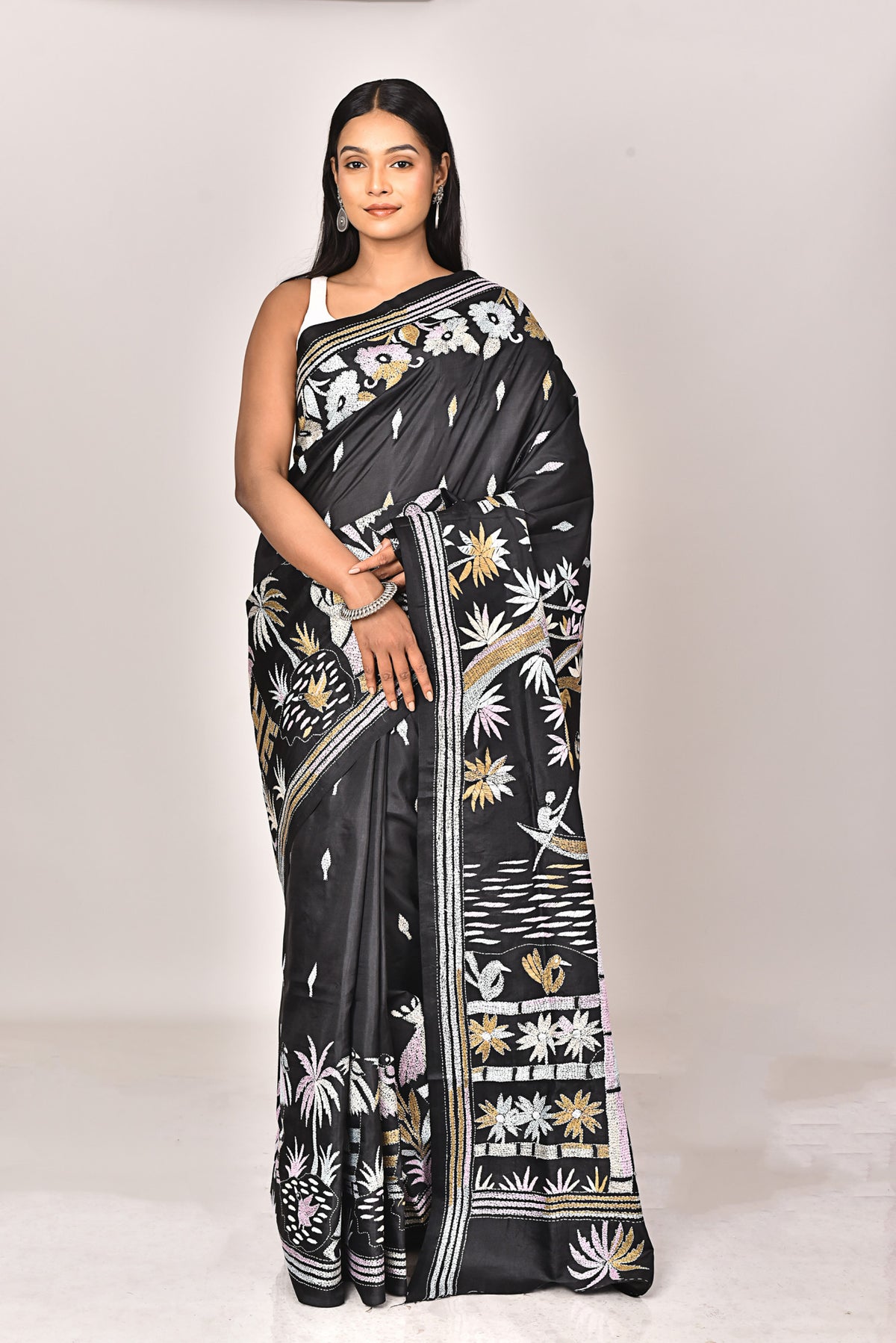 BANGALORE SILK KANTHA SAREE