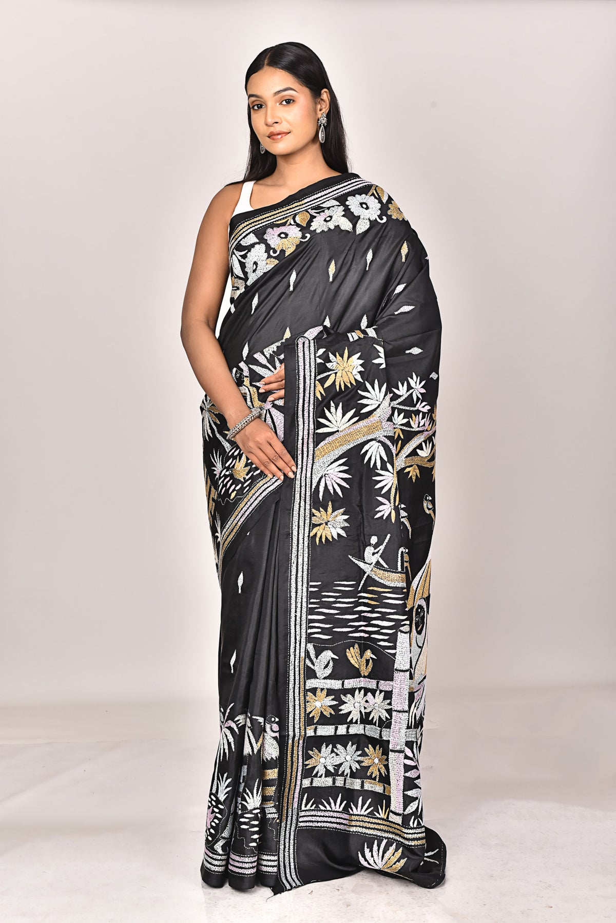 BANGALORE SILK KANTHA SAREE