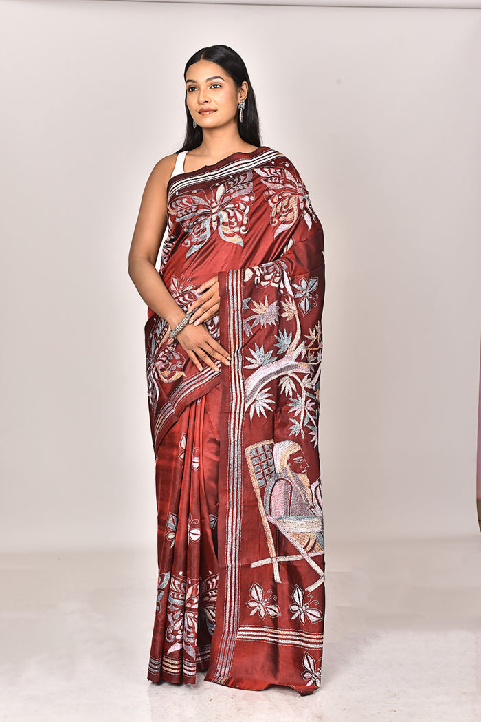 BANGALORE SILK KANTHA SAREE