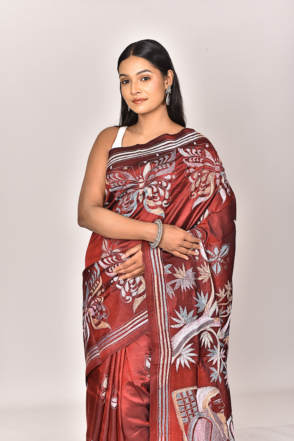 BANGALORE SILK KANTHA SAREE