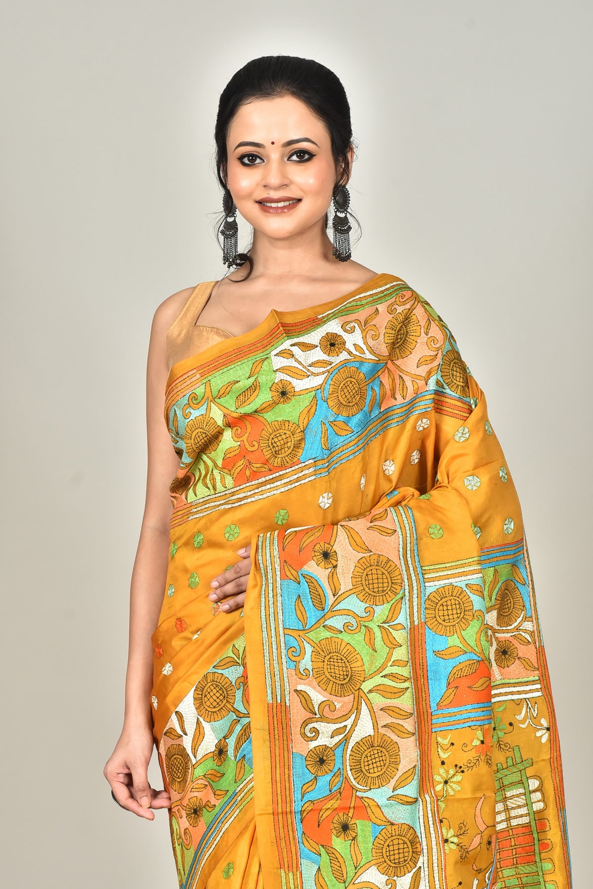 BANGALORE SILK KANTHA SAREE