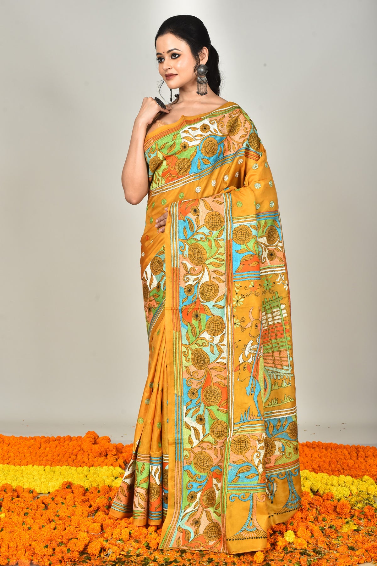 BANGALORE SILK KANTHA SAREE