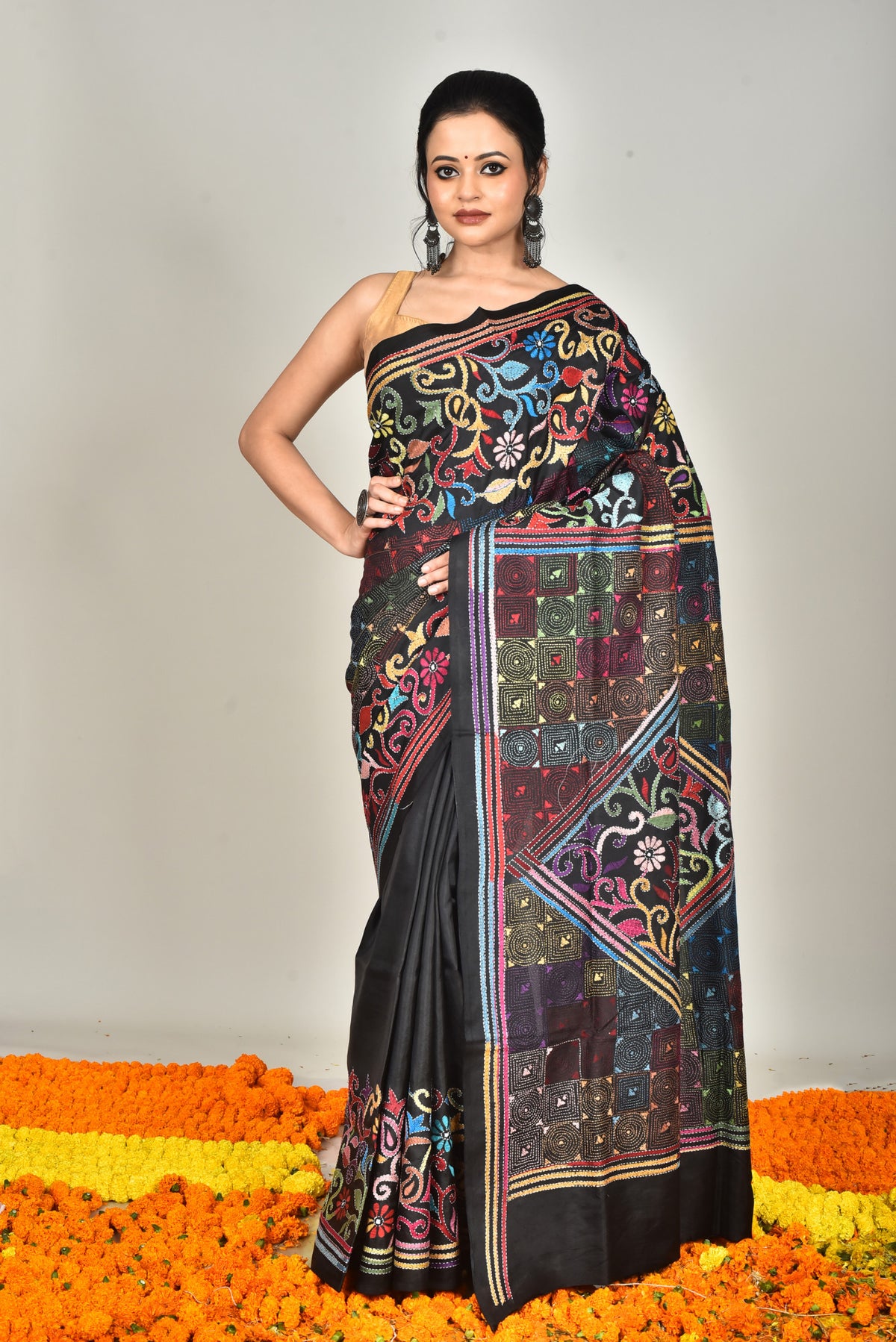BANGALORE SILK KANTHA SAREE