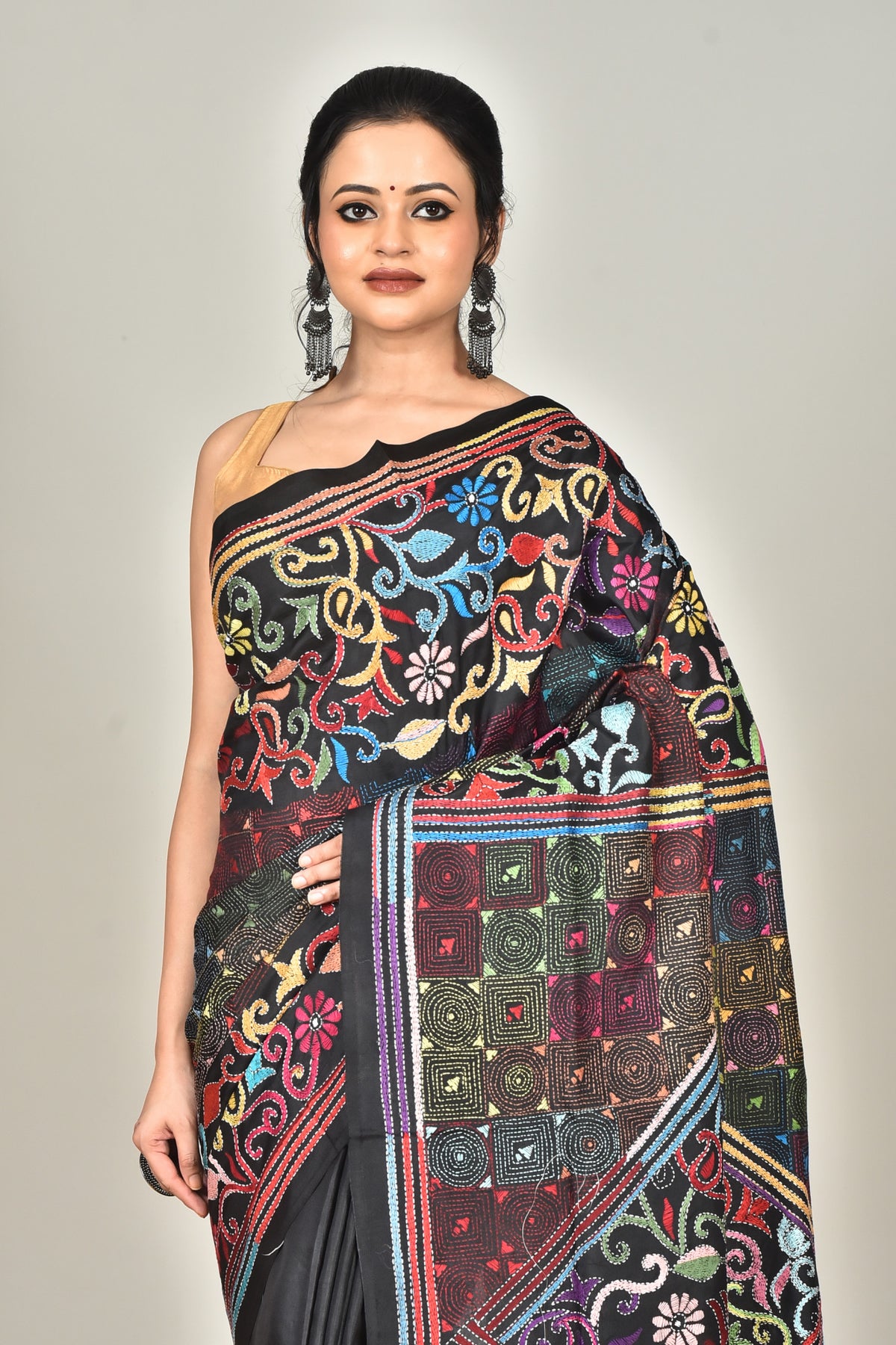 BANGALORE SILK KANTHA SAREE