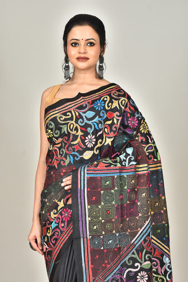 BANGALORE SILK KANTHA SAREE