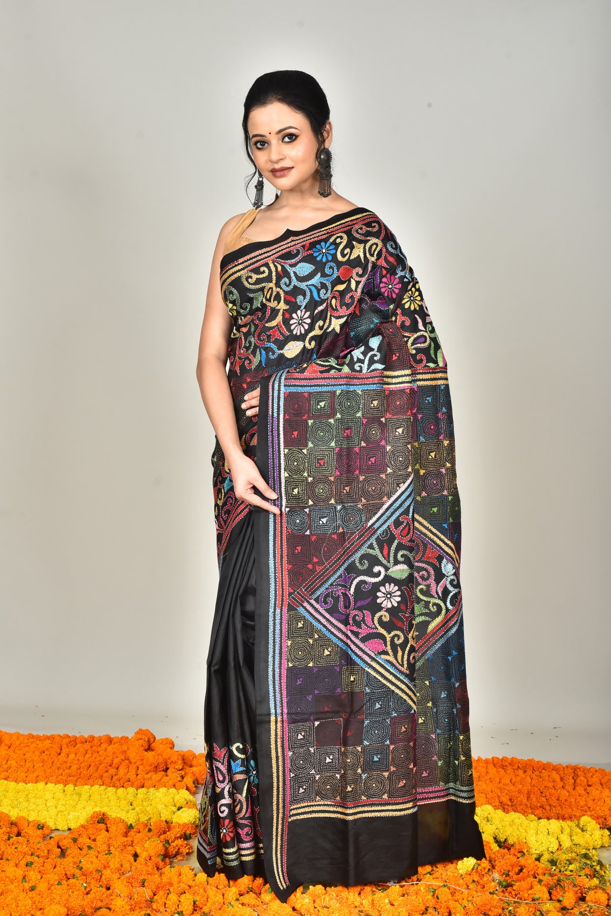 BANGALORE SILK KANTHA SAREE
