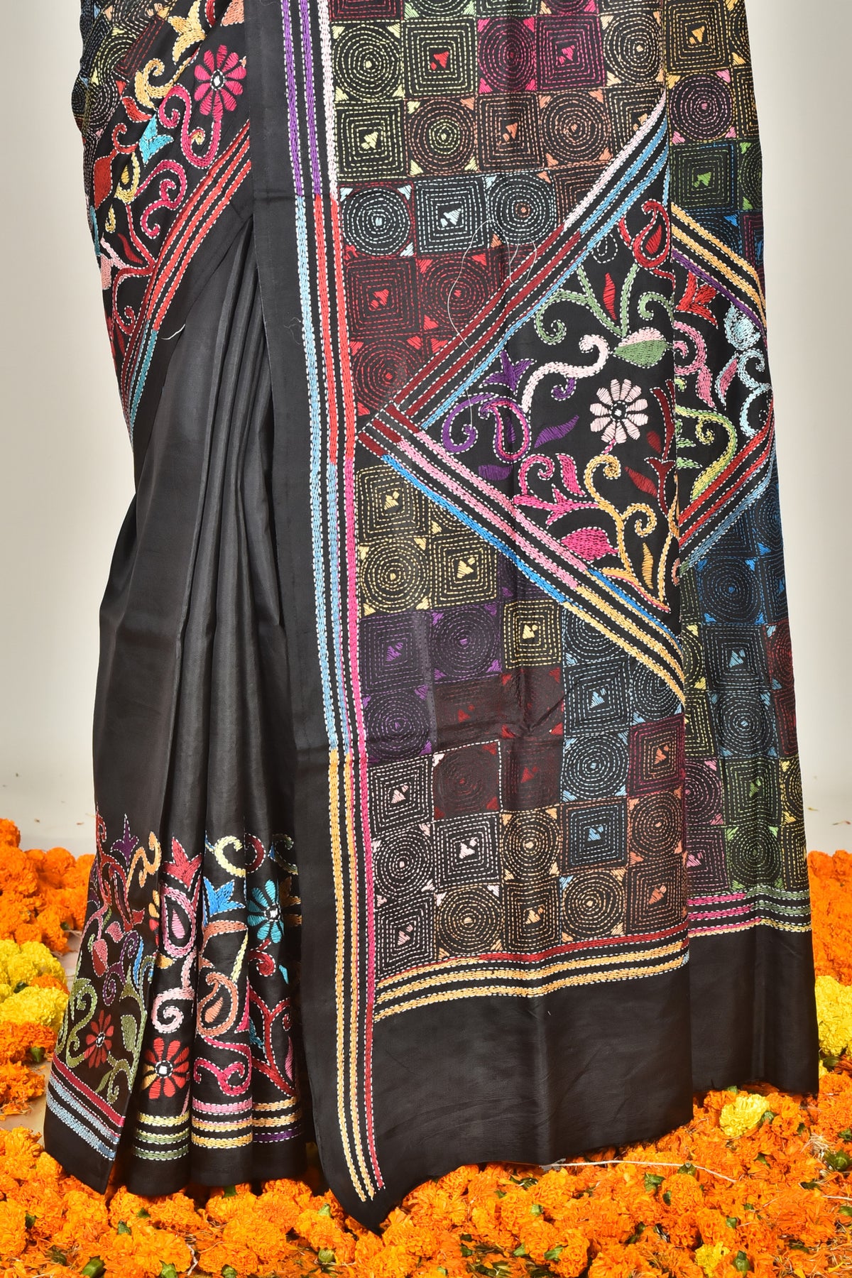 BANGALORE SILK KANTHA SAREE