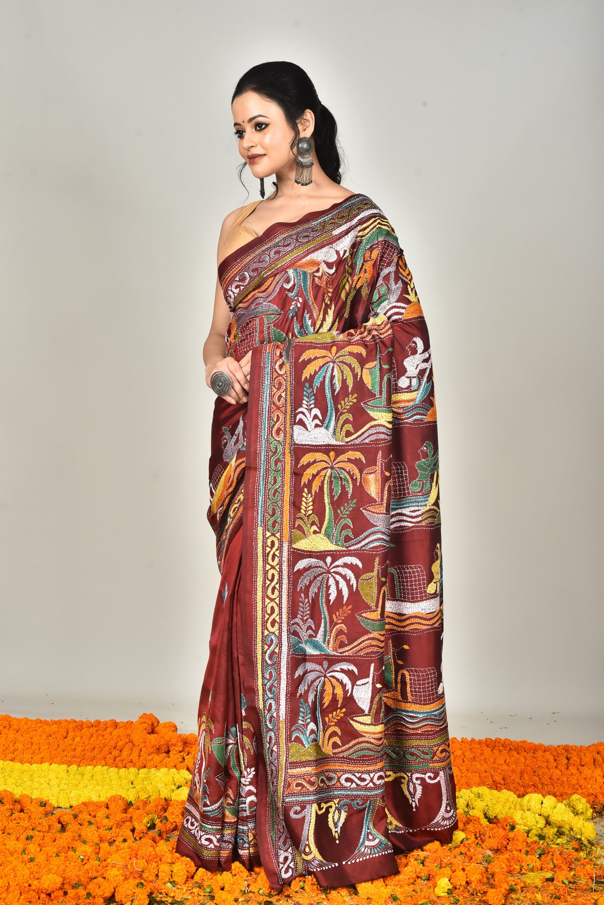 BANGALORE SILK KANTHA SAREE