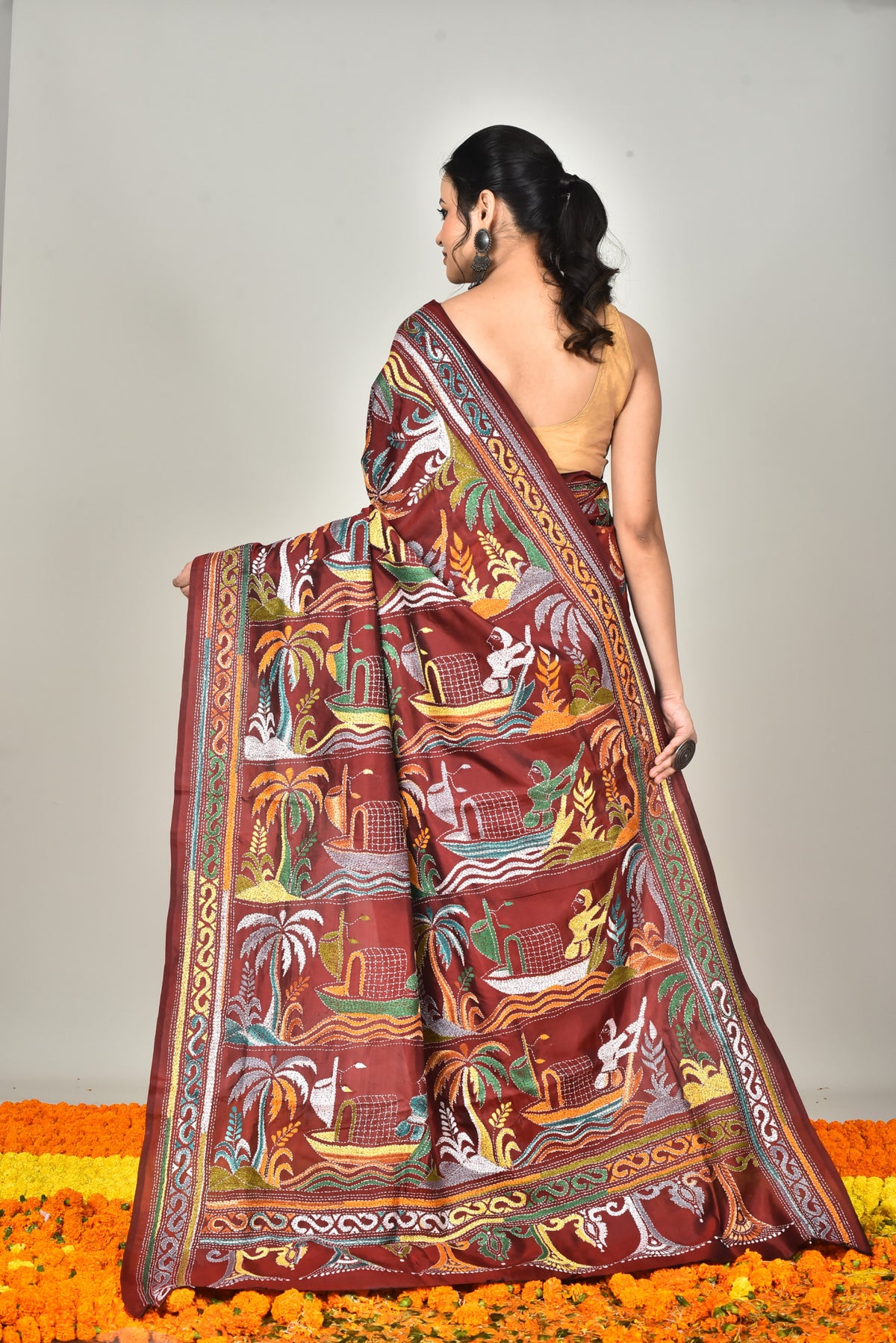 BANGALORE SILK KANTHA SAREE