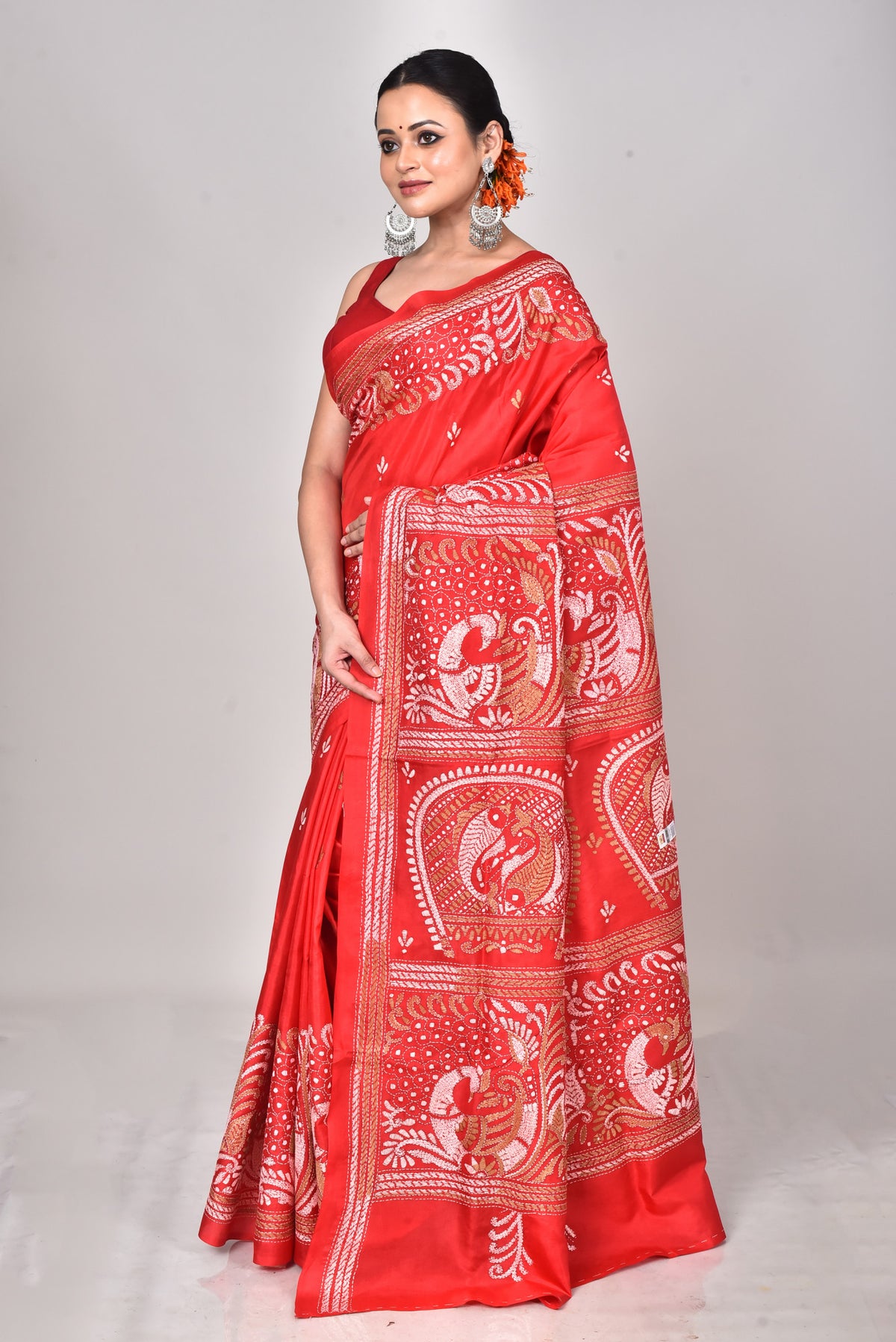BANGALORE SILK REVERSE KANTHA SAREE