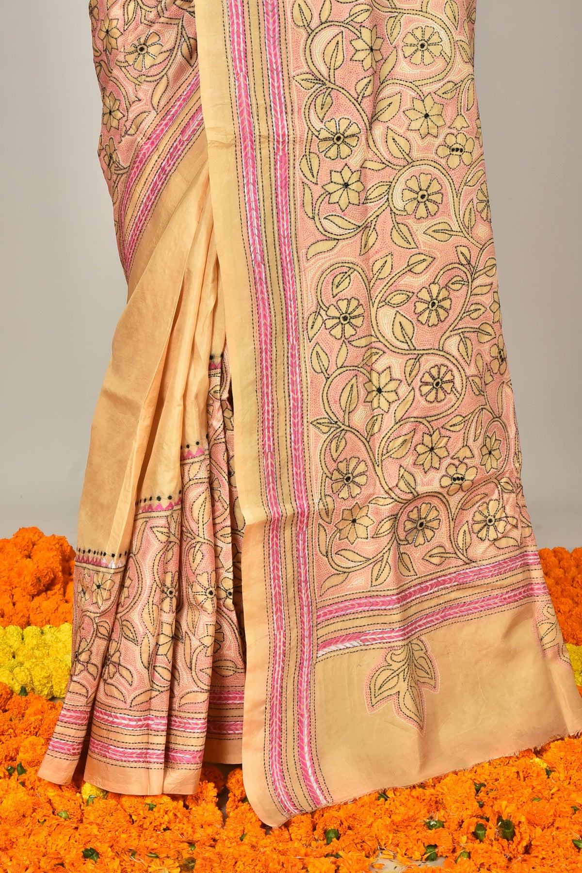 BANGALORE SILK REVERSE KANTHA SAREE
