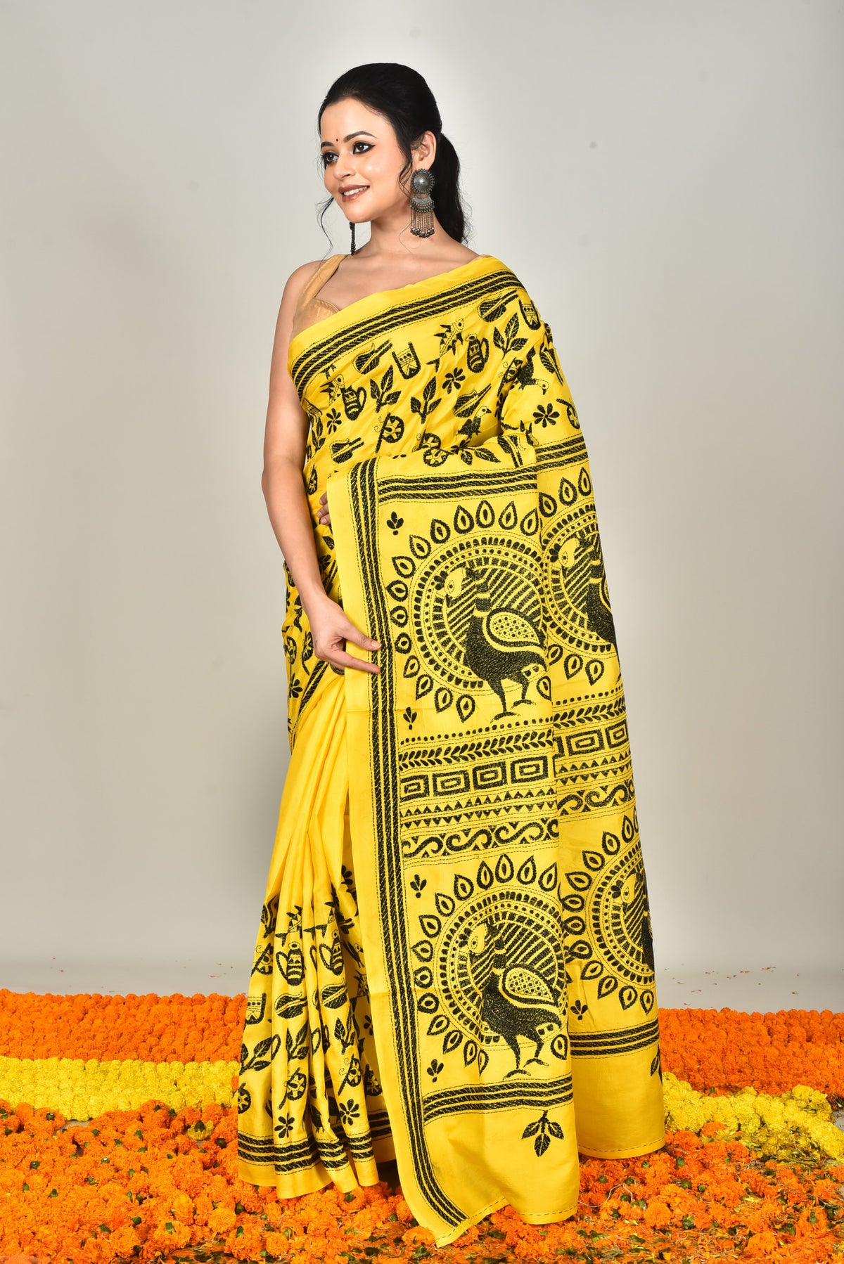 BANGALORE SILK REVERSE KANTHA SAREE