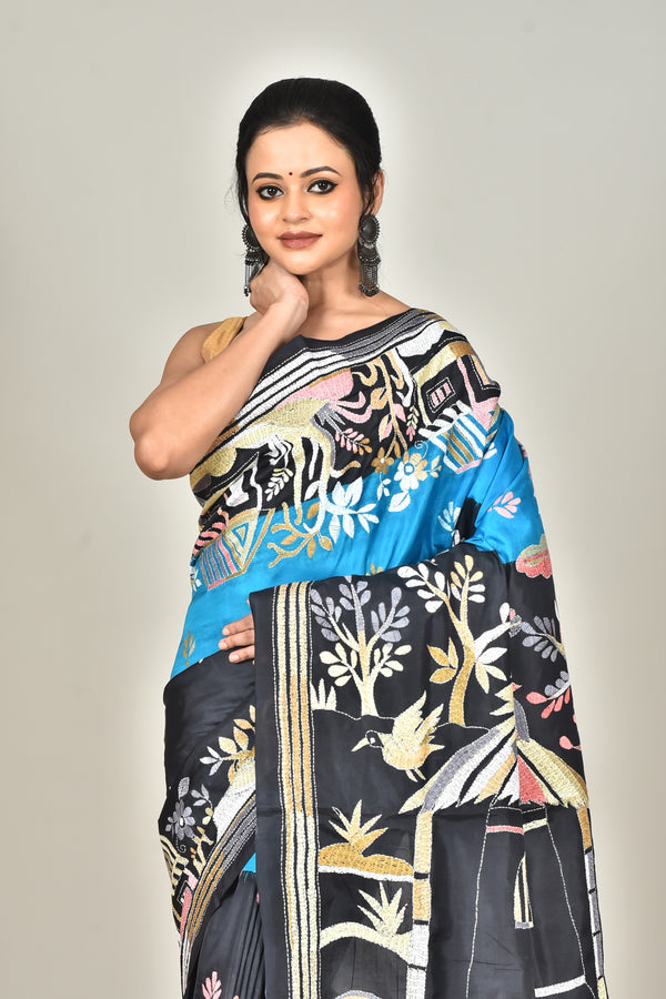 BANGALORE SILK KANTHA SAREE