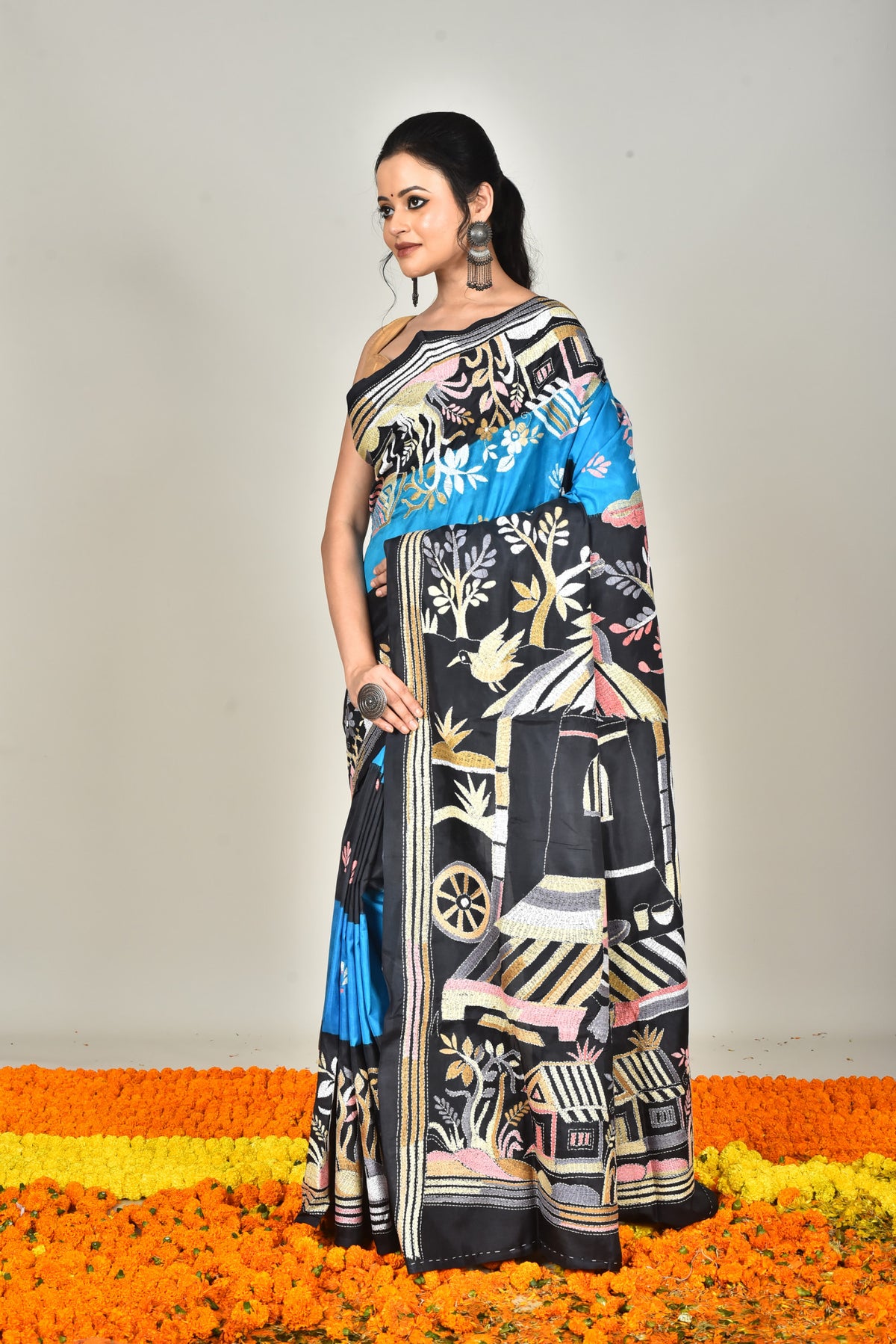 BANGALORE SILK KANTHA SAREE