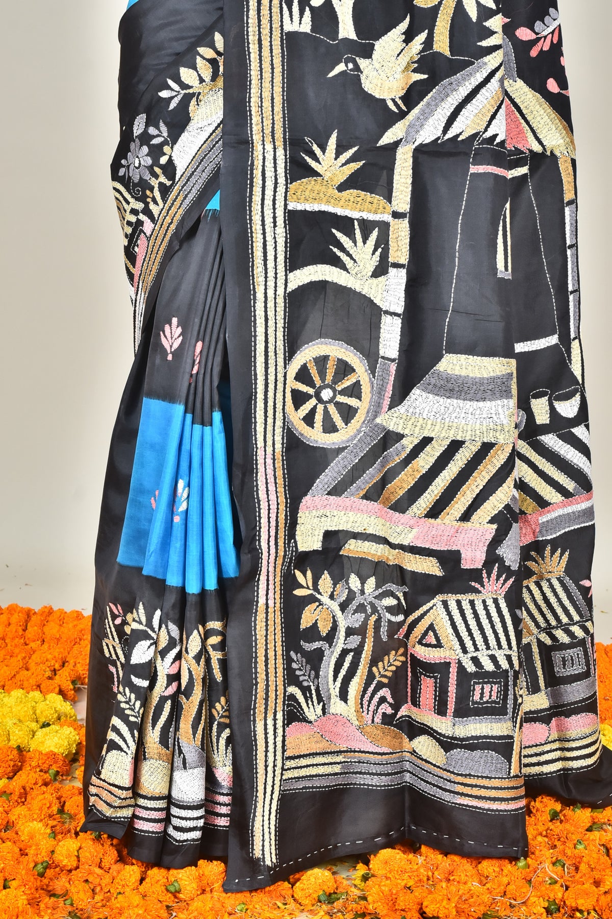 BANGALORE SILK KANTHA SAREE