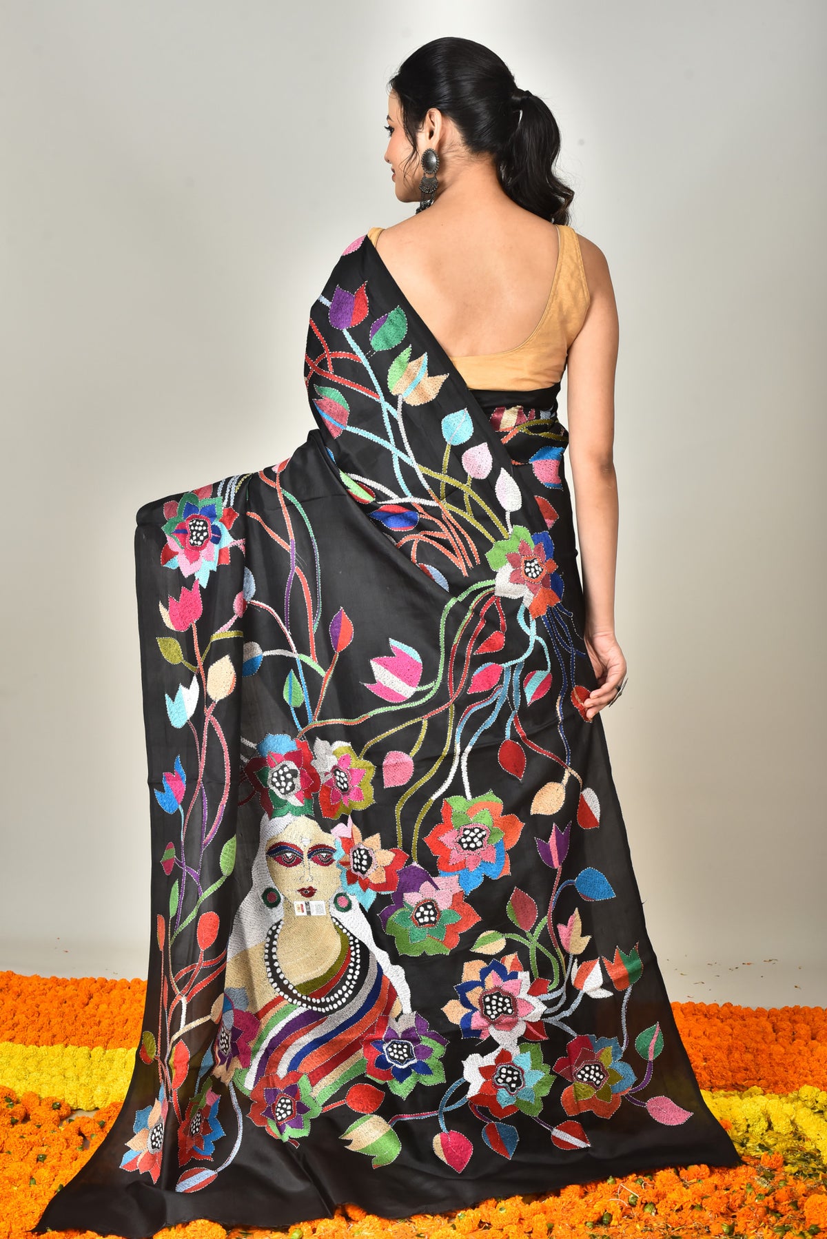 BANGALORE SILK REVERSE KANTHA SAREE