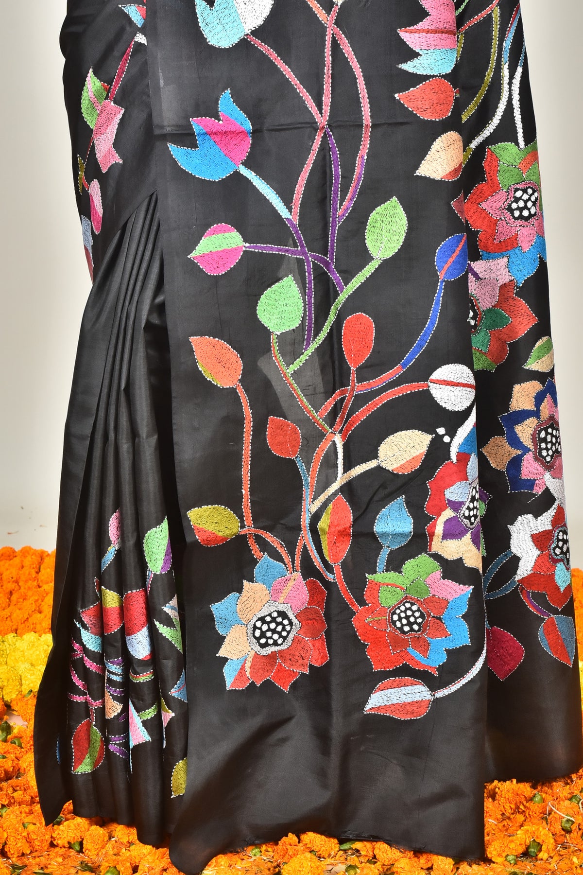 BANGALORE SILK REVERSE KANTHA SAREE