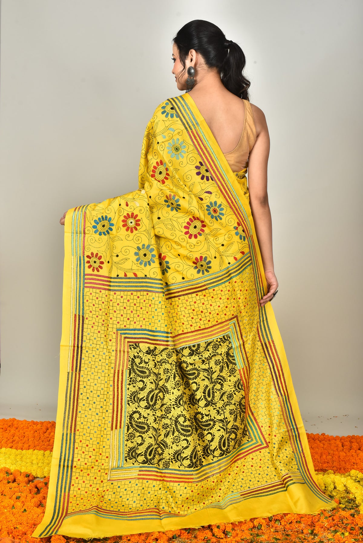BANGALORE SILK REVERSE KANTHA SAREE