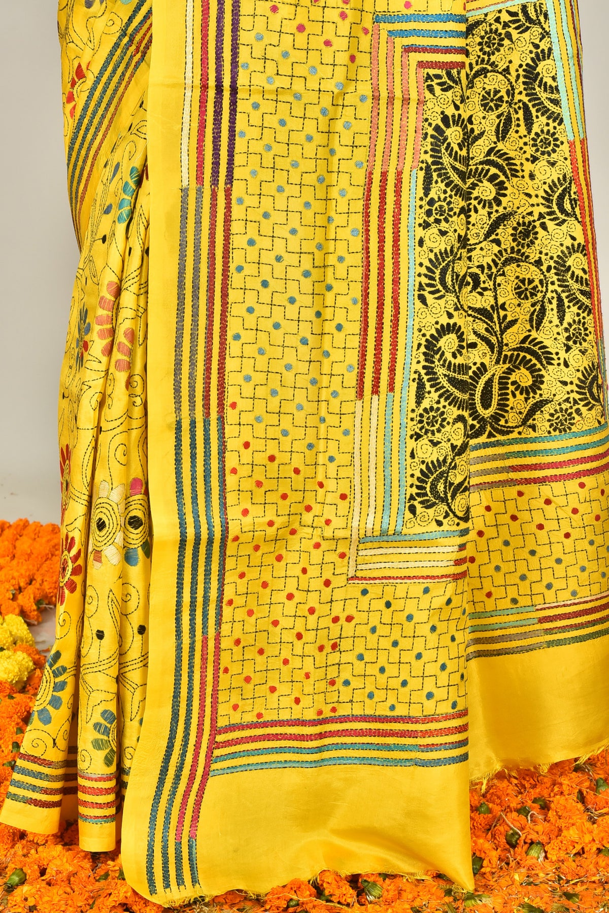 BANGALORE SILK REVERSE KANTHA SAREE