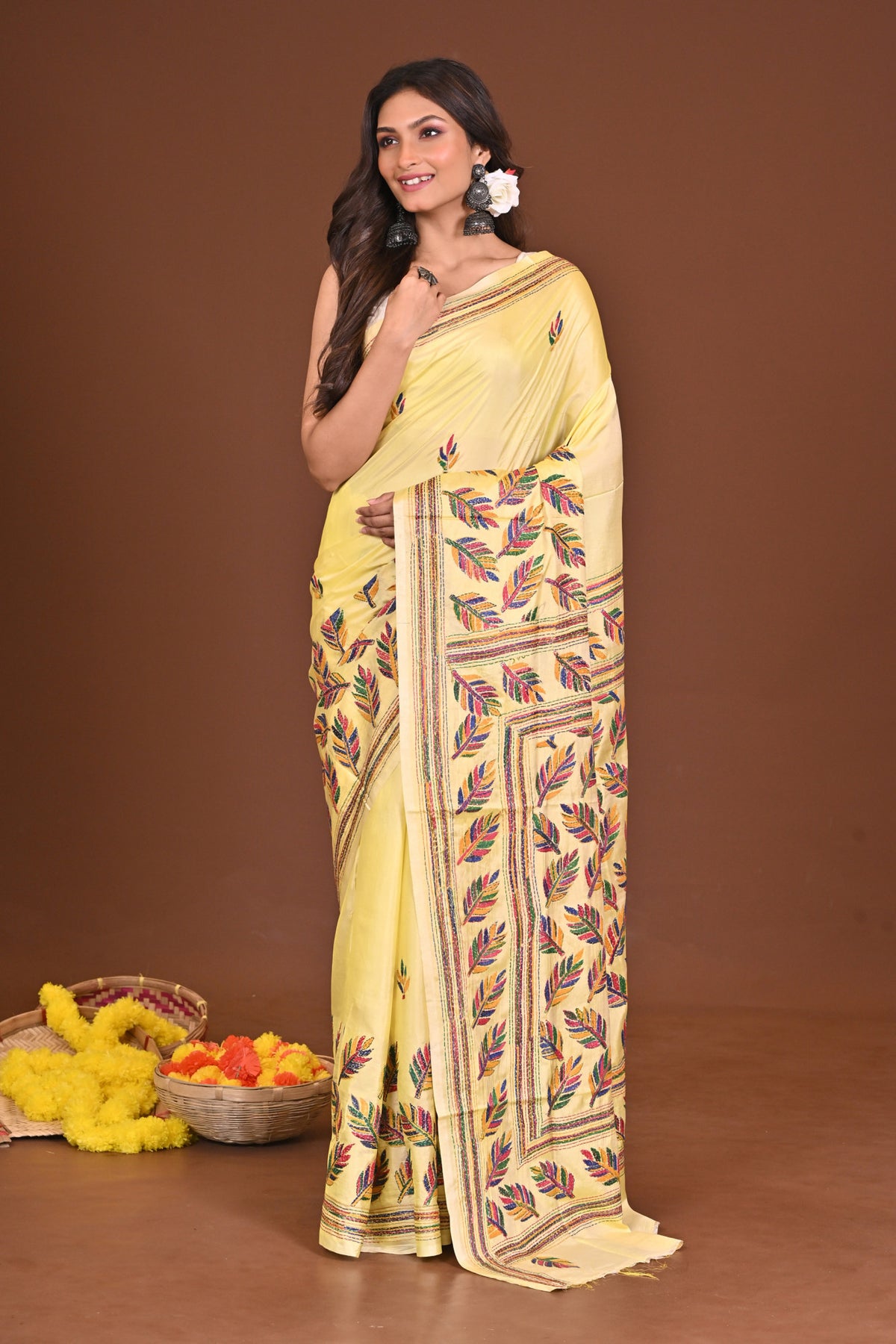 BASANTI BLENDED SILK KANTHA SAREE