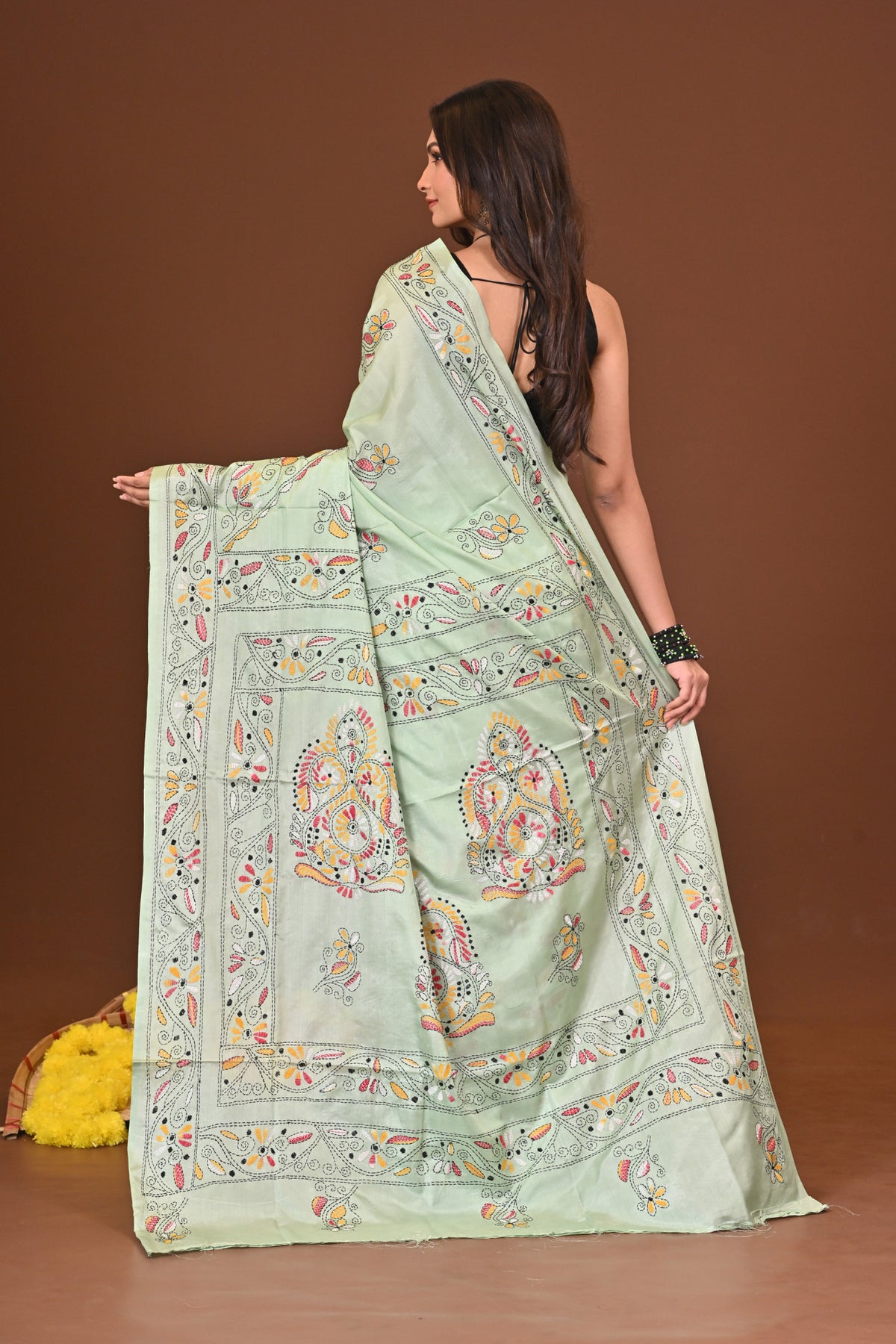 BASANTIKA BLENDED SILK KANTHA SAREE