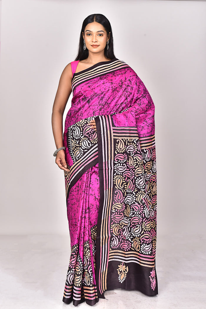BATIK SILK KANTHA SAREE
