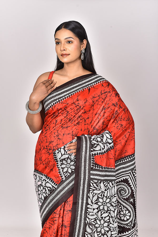 BATIK SILK KANTHA SAREE