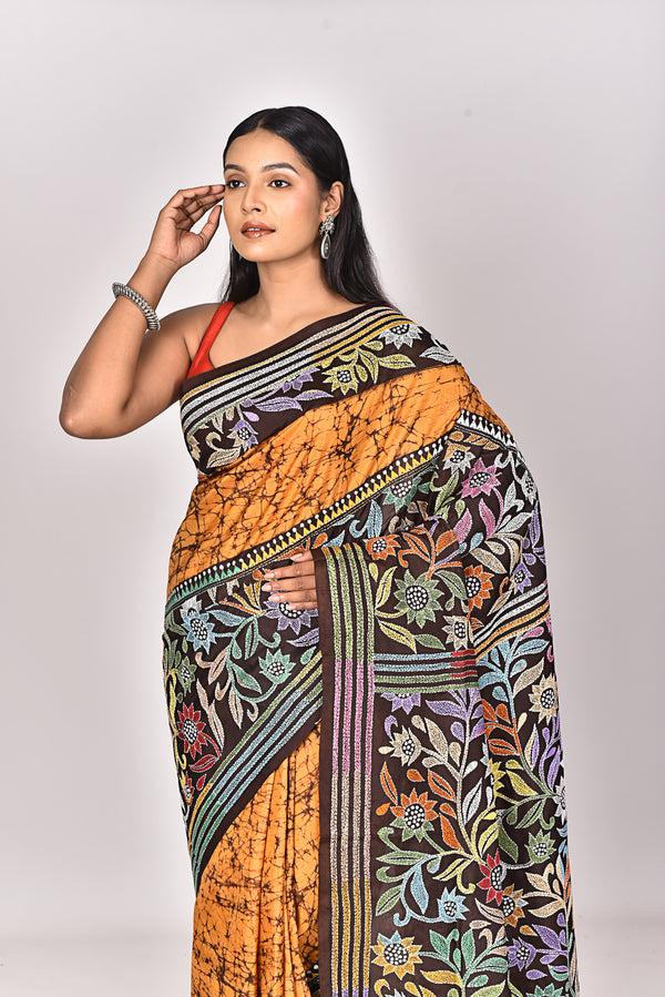 BATIK SILK KANTHA SAREE
