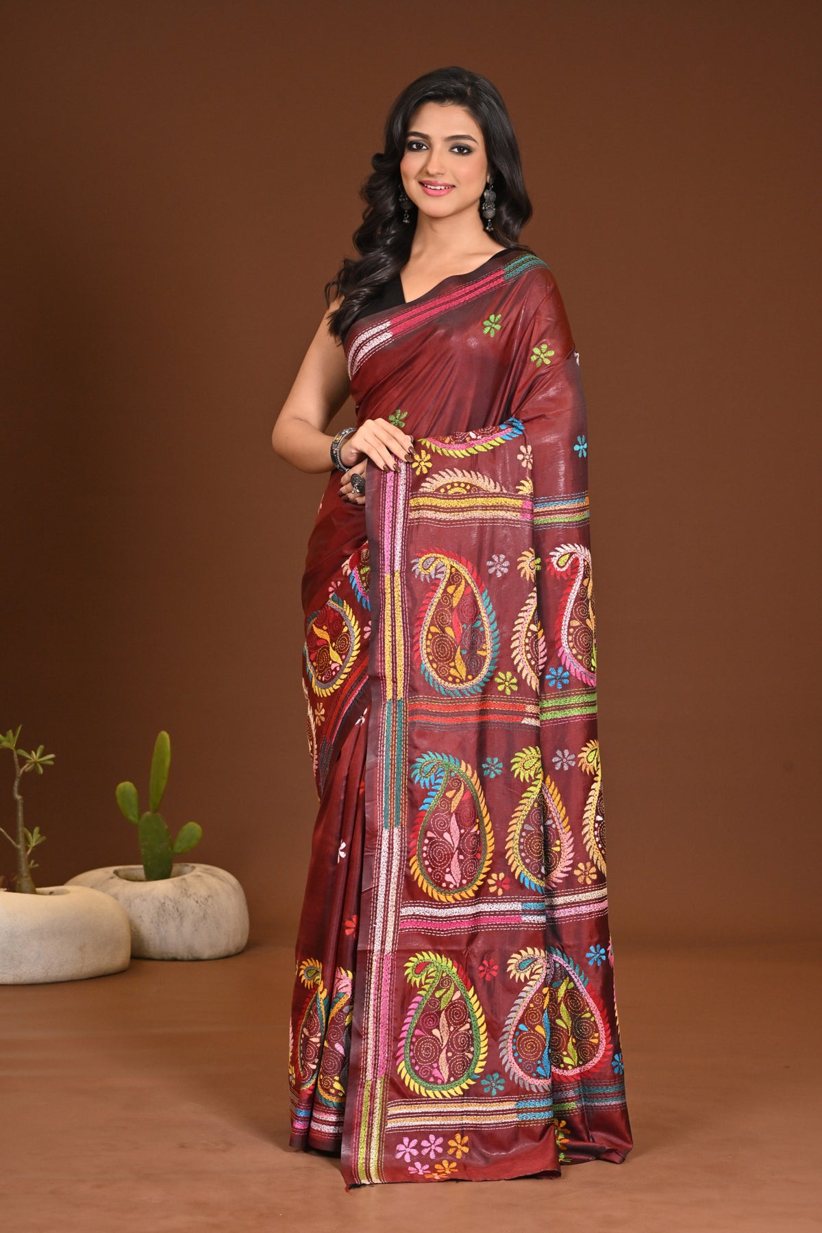 BLENDED SILK KANTHA SAREE