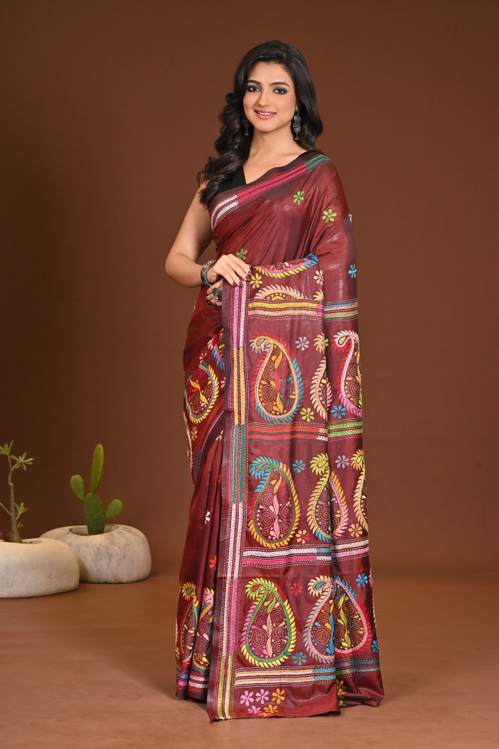 BLENDED SILK KANTHA SAREE