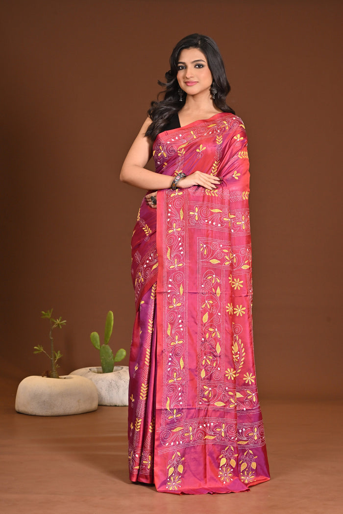 BLENDED SILK KANTHA SAREE