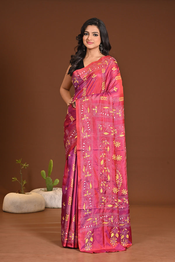 BLENDED SILK KANTHA SAREE