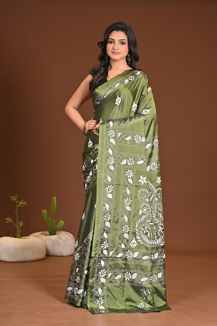 BLENDED SILK KANTHA SAREE