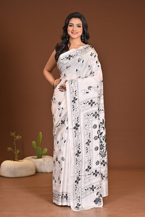 BLENDED SILK KANTHA SAREE