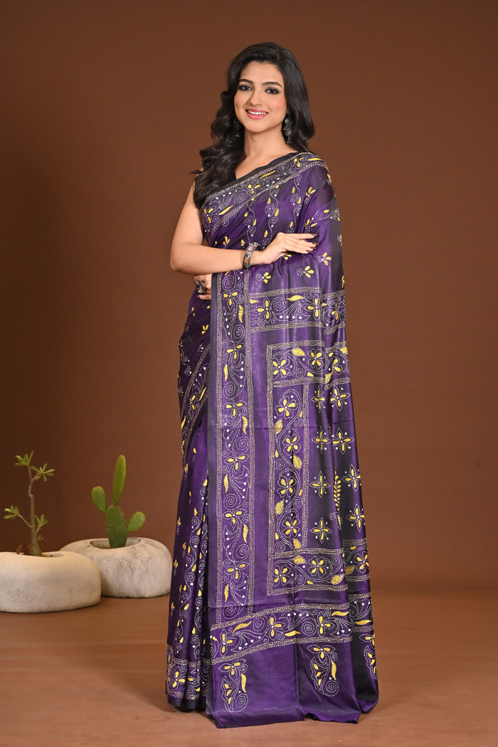 BLENDED SILK KANTHA SAREE