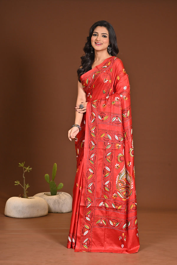 BLENDED SILK KANTHA SAREE
