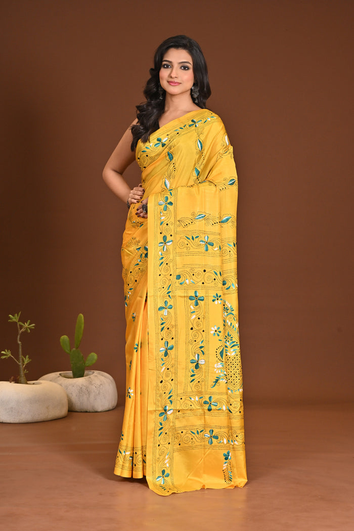BLENDED SILK KANTHA SAREE