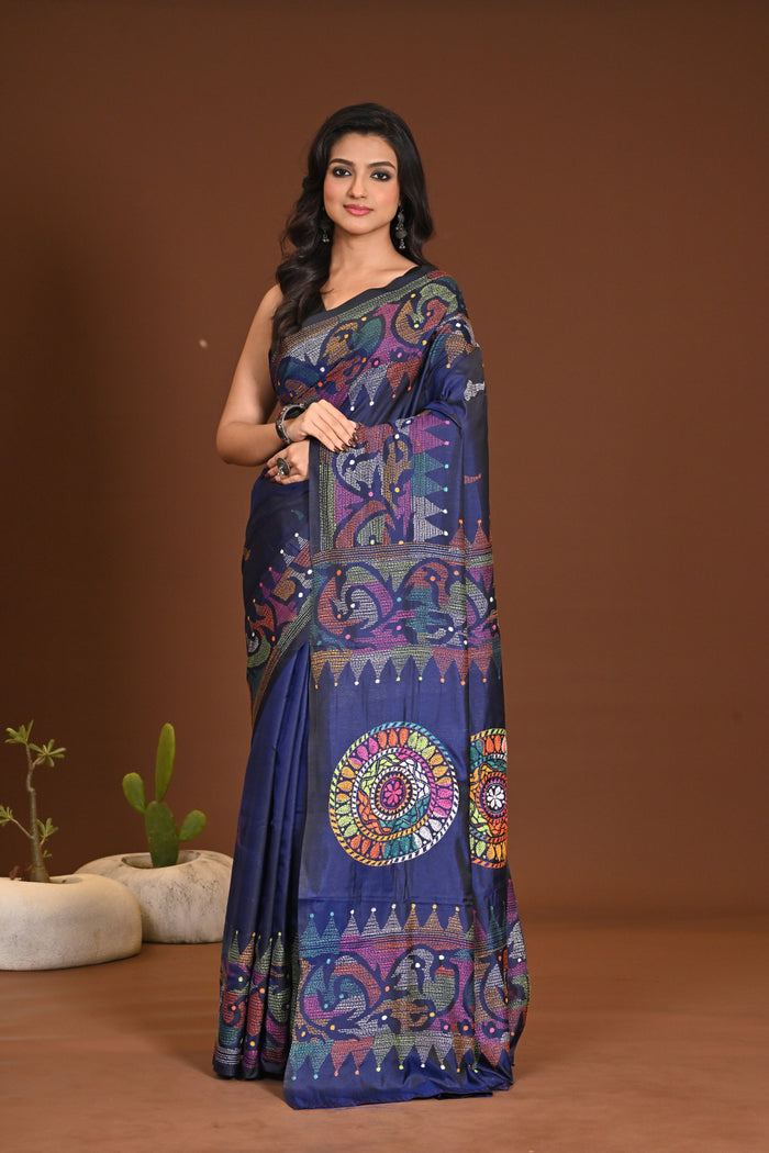 BLENDED SILK KANTHA SAREE