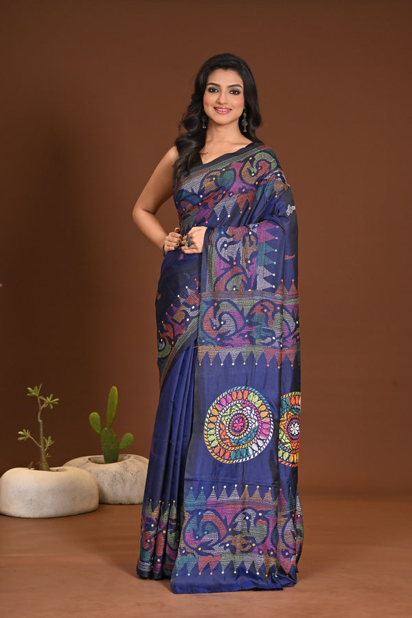 BLENDED SILK KANTHA SAREE