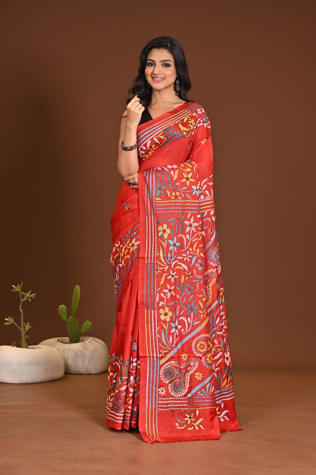 BLENDED SILK KANTHA SAREE
