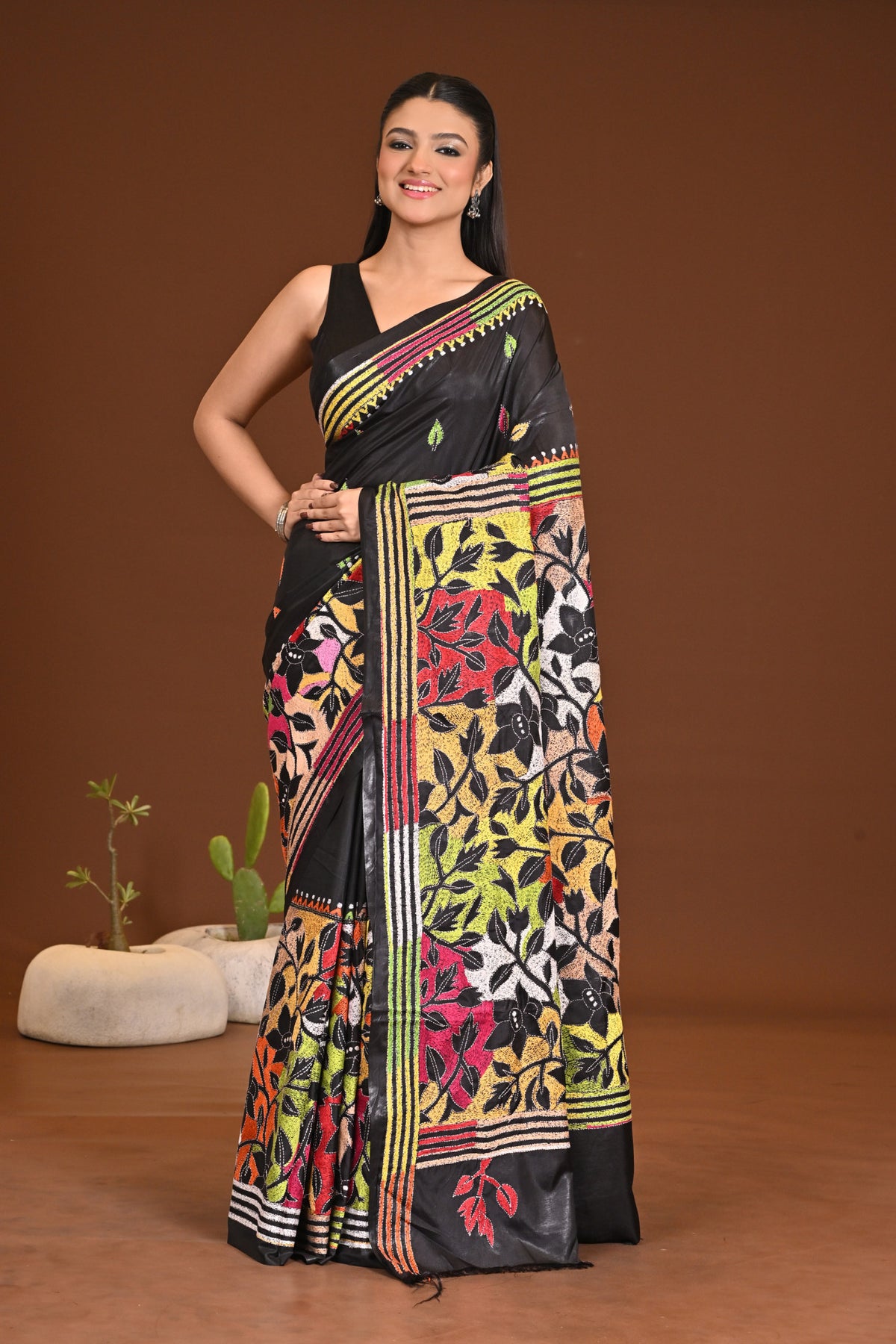 BLENDED SILK KANTHA SAREE
